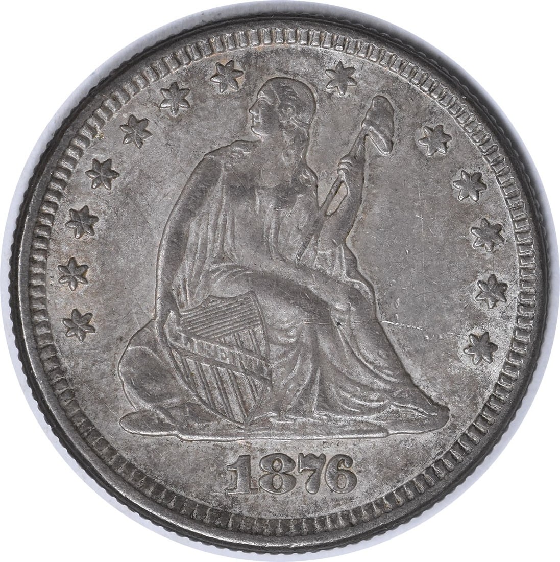 Seated Liberty 25C 1876 Silver Quarter MPD-2 Wide West AU Uncertified (1 of 2)