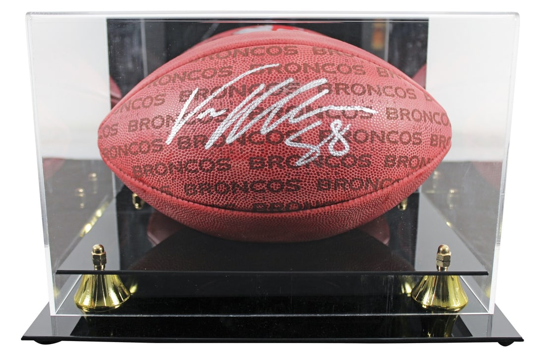 Von Miller Signed Wilson Duke Football Denver Broncos BAS Authenticated Display Case: Von Miller Signed Wilson Duke Football Denver Broncos BAS Authenticated Display Case This Official Wilson "The Duke" Team Showcase Football is personally signed by Von Miller of the Denver Broncos, ma