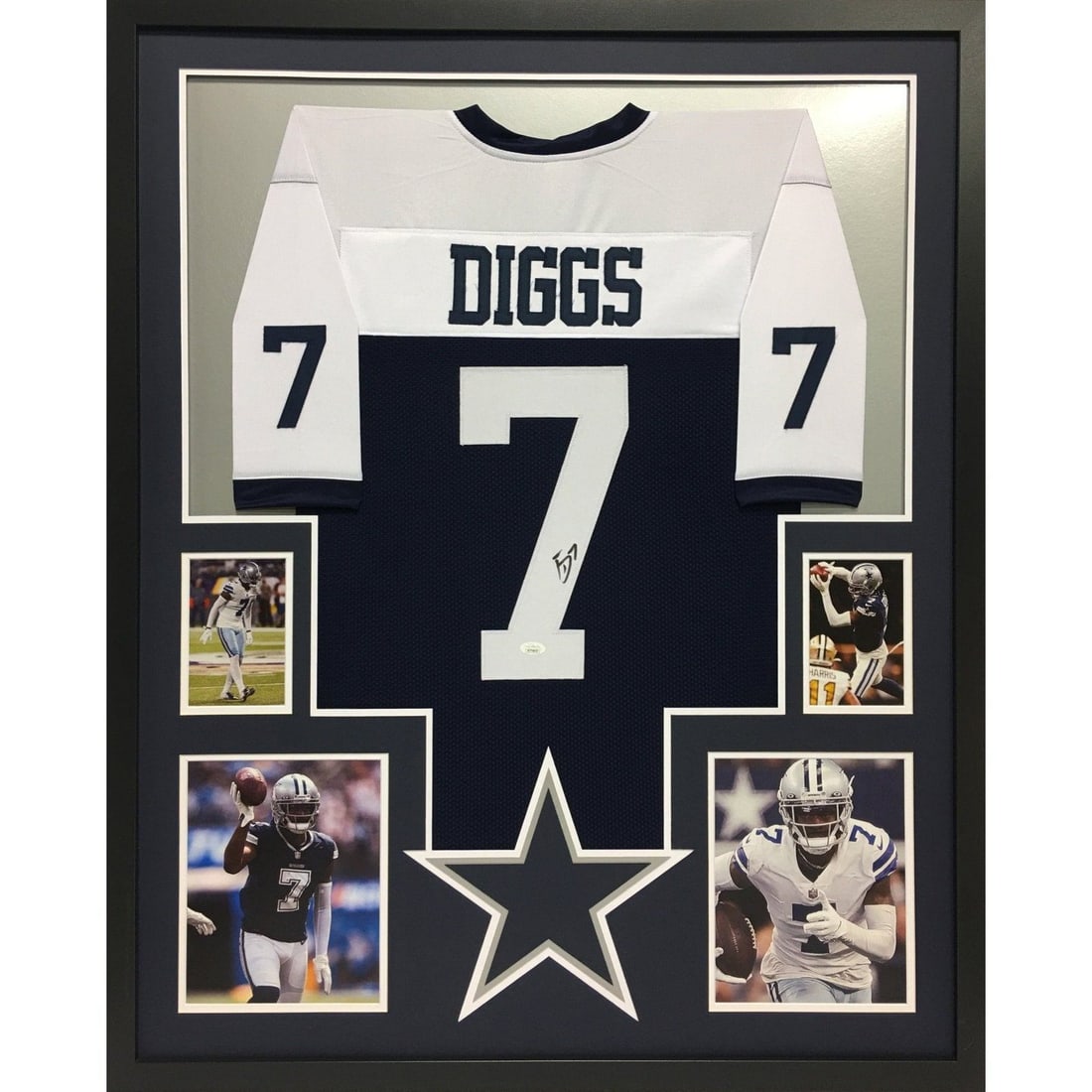 Dallas Cowboys Trevon Diggs JSA Authenticated Framed Autographed Jersey: Dallas Cowboys Trevon Diggs JSA Authenticated Framed Autographed Jersey This framed Dallas Cowboys jersey is autographed by Trevon Diggs and includes authentication by JSA, featuring a tamper-proof st