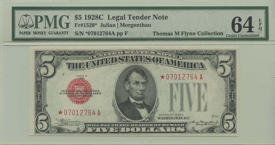 1928C $5 Legal Tender Note FR#1528* PMG 64 EPQ Uncirculated (1 of 2)