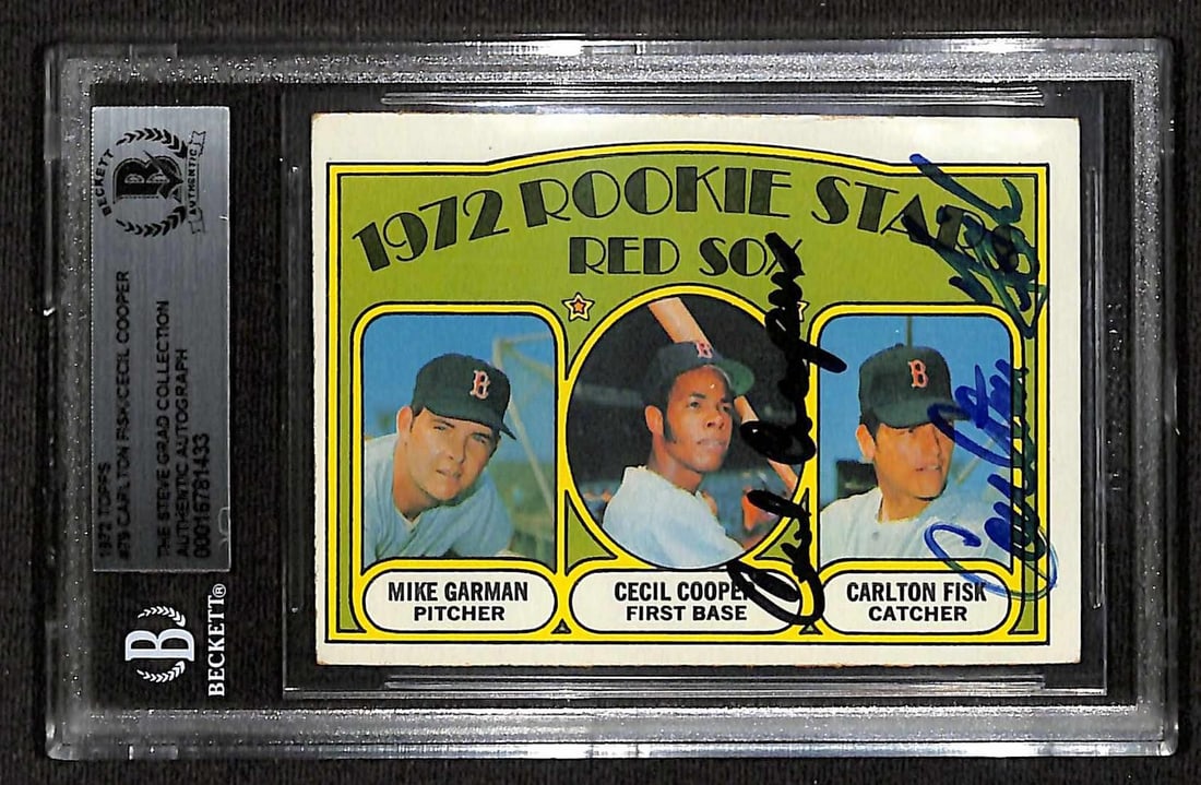 Beckett Authenticated 1972 Topps Rookie Stars Fisk Cooper Signed Card (1 of 1)