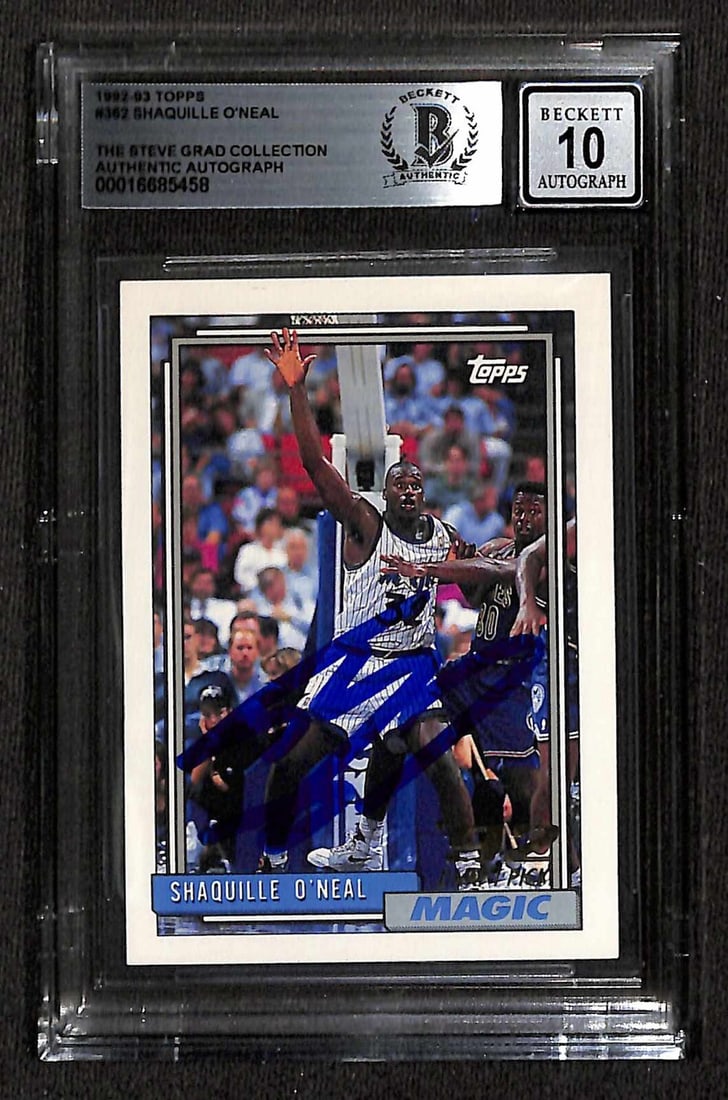 1992-93 Topps #362 Shaquille O'Neal Rookie Card Beckett Auto Grade 10 (1 of 1)