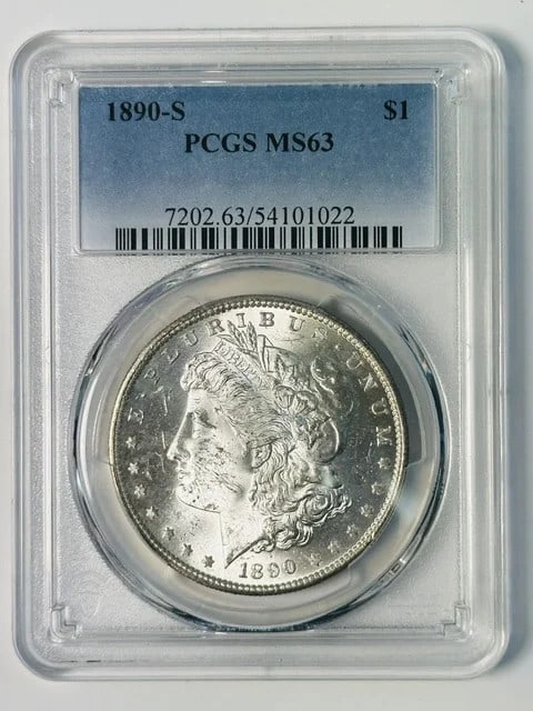 PCGS MS 63 1890-S Morgan Silver Dollar $1 (1 of 2)