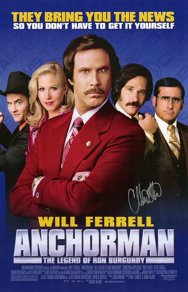Christina Applegate Signed Anchorman 11x17 Poster with COA: Christina Applegate Signed Anchorman 11x17 Poster with COA This original 11x17 movie poster of "Anchorman: The Legend of Ron Burgundy" features the signature of actress Christina Applegate. The poster