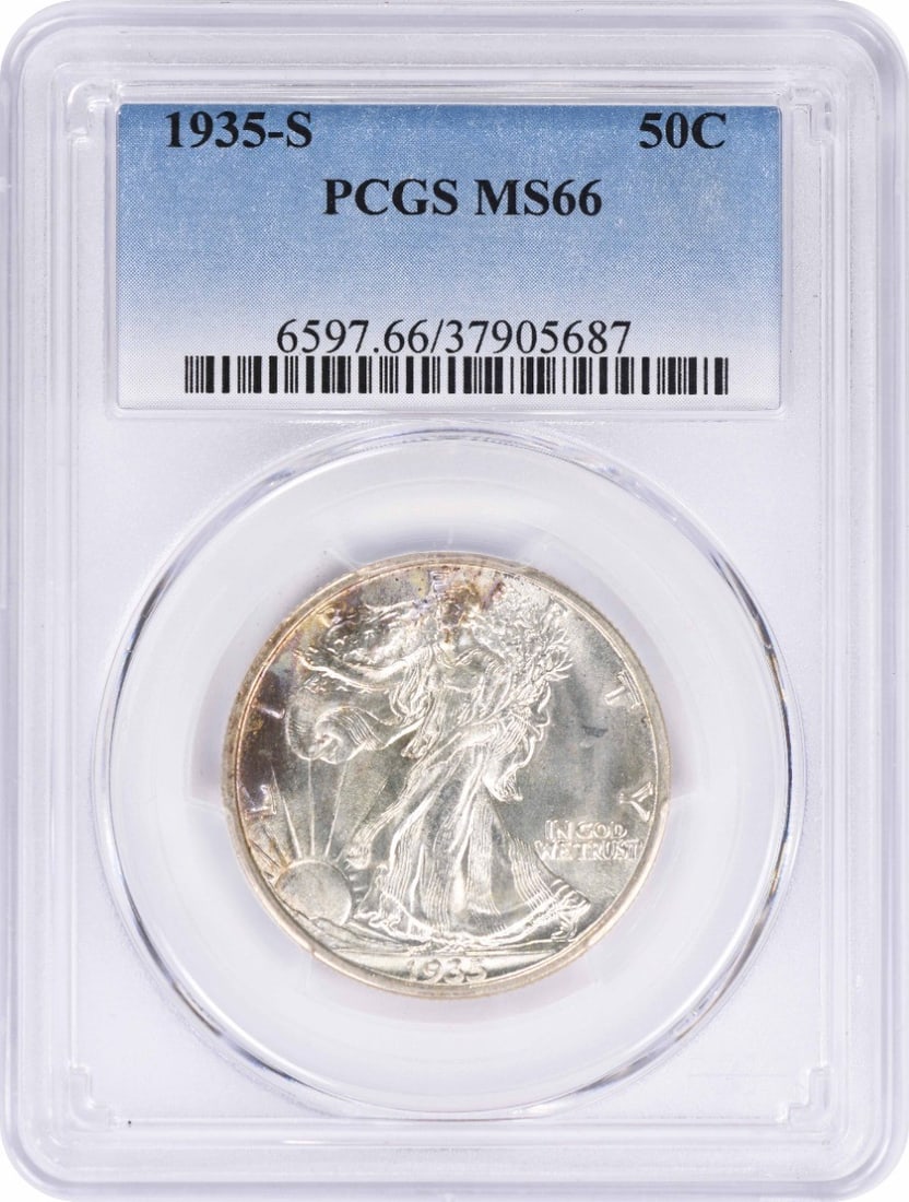 1935-S Walking Liberty Half Dollar MS66 PCGS 90% Silver San Francisco (1 of 2)