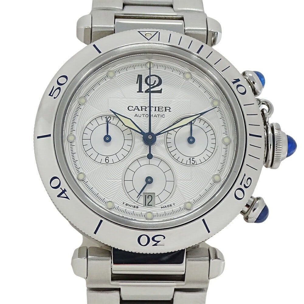Cartier Pasha Automatic Stainless Steel Chronograph Men's Wristwatch Silver (1 of 16)
