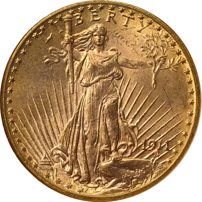 NGC MS65 1911-D Saint-Gaudens $20 Gold Double Eagle Coin (1 of 4)
