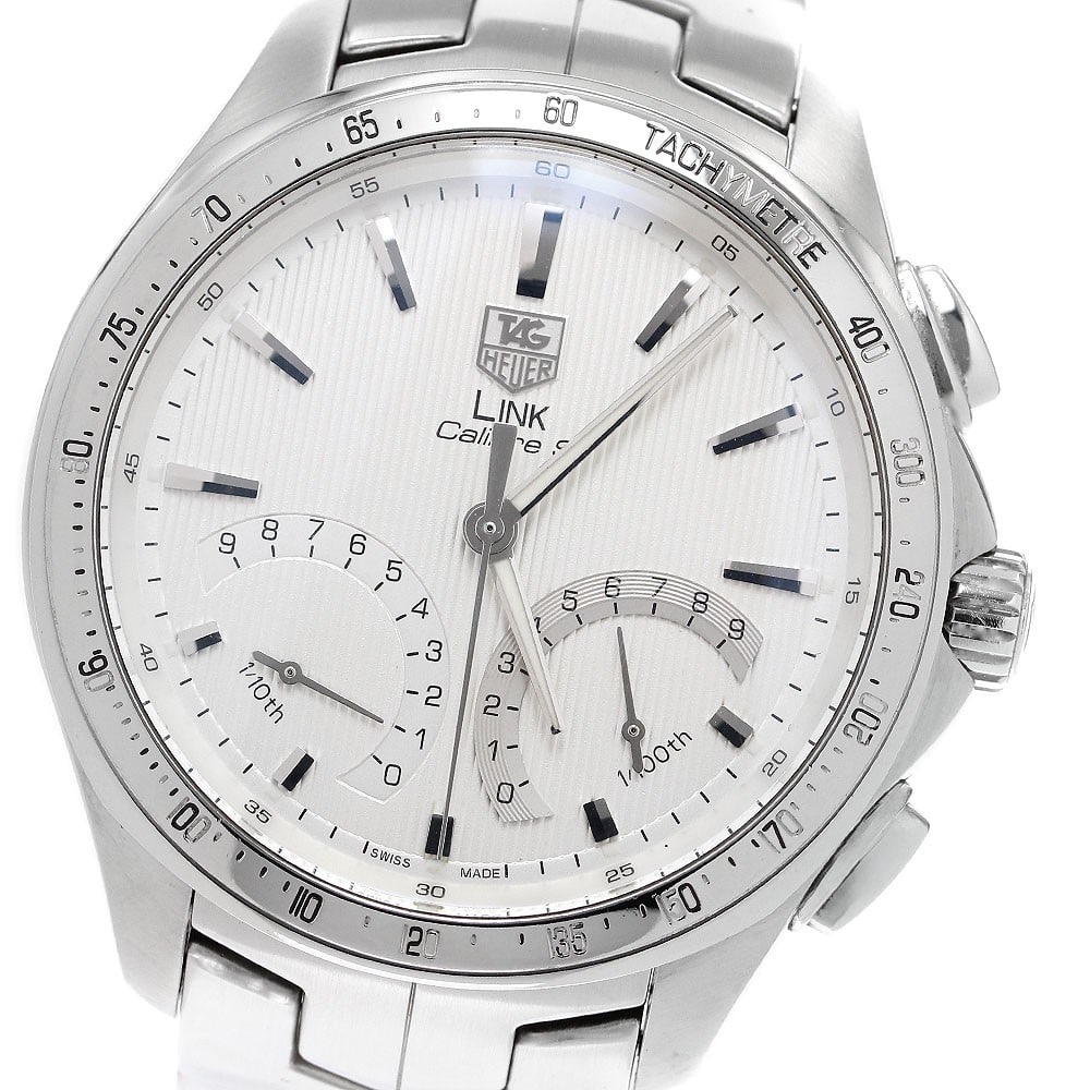 TAG Heuer Link Caliber S CAT7011 Mens Chronograph Wristwatch: TAG Heuer Link Caliber S CAT7011 Mens Chronograph Wristwatch TAG Heuer Link Caliber S Chronograph quartz men's wristwatch, pre-owned and made in Switzerland. The watch is identified as a TAG Heuer mod