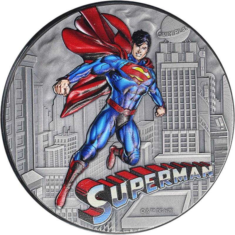 2025 Niue 200 Gram Silver Superman Colorized Coin with Wooden Box COA (1 of 3)