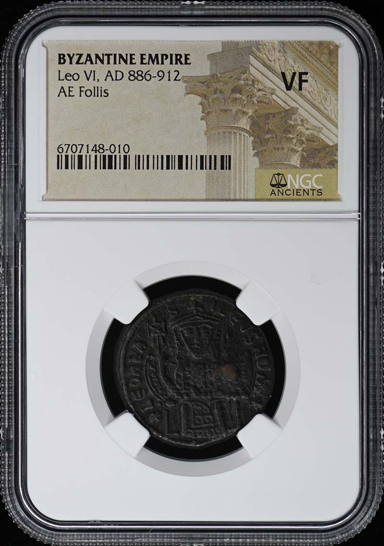 Byzantine Empire Leo VI AE Follis Coin NGC VF20 Certified (1 of 2)