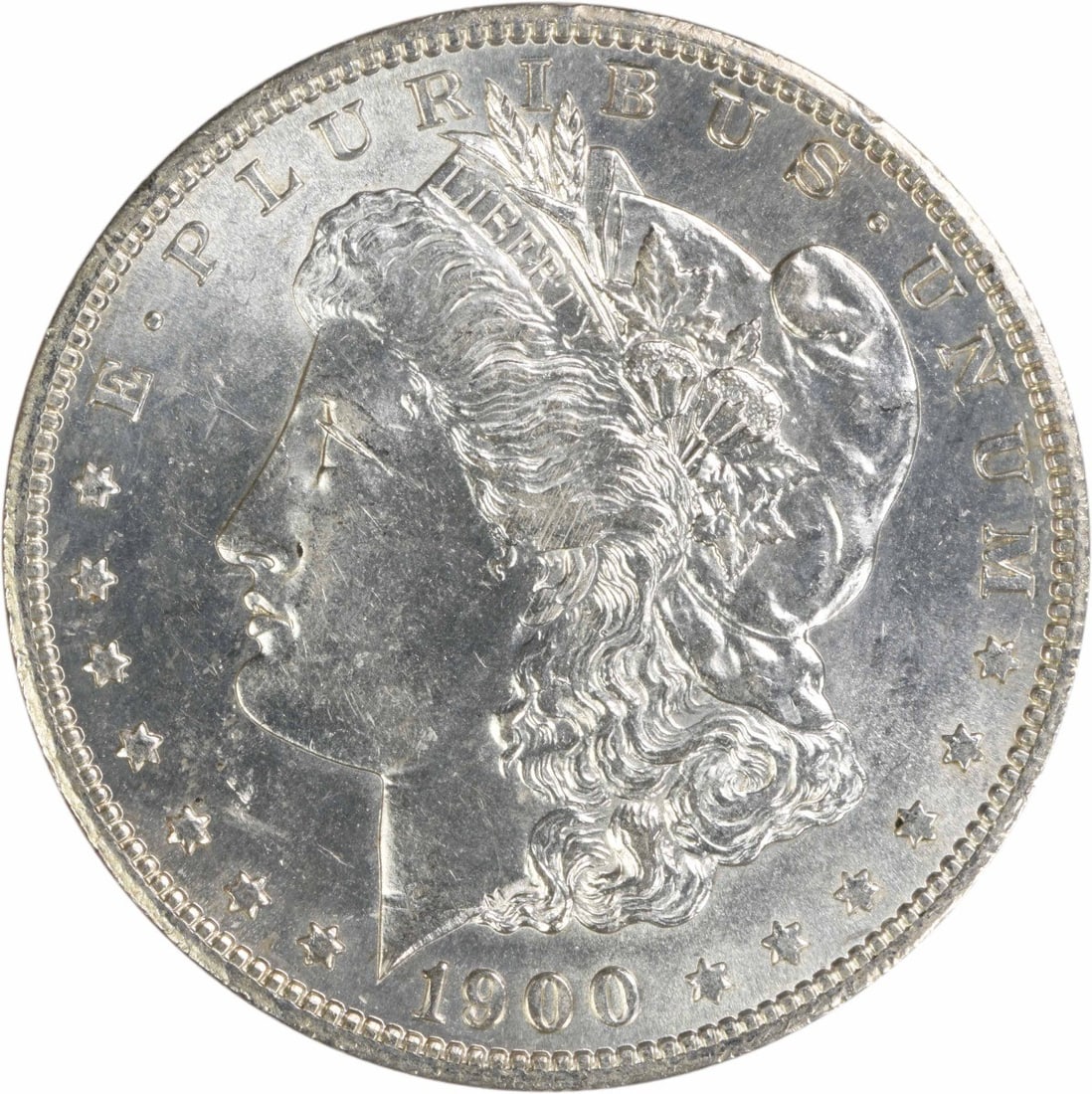 Uncirculated 1900 S Morgan Silver Dollar Choice Brilliant Uncertified US Coin: Uncirculated 1900 S Morgan Silver Dollar Choice Brilliant Uncertified US Coin This is an uncirculated 1900-S Morgan Silver Dollar graded as Choice Brilliant Uncirculated (BU). The coin is composed of 