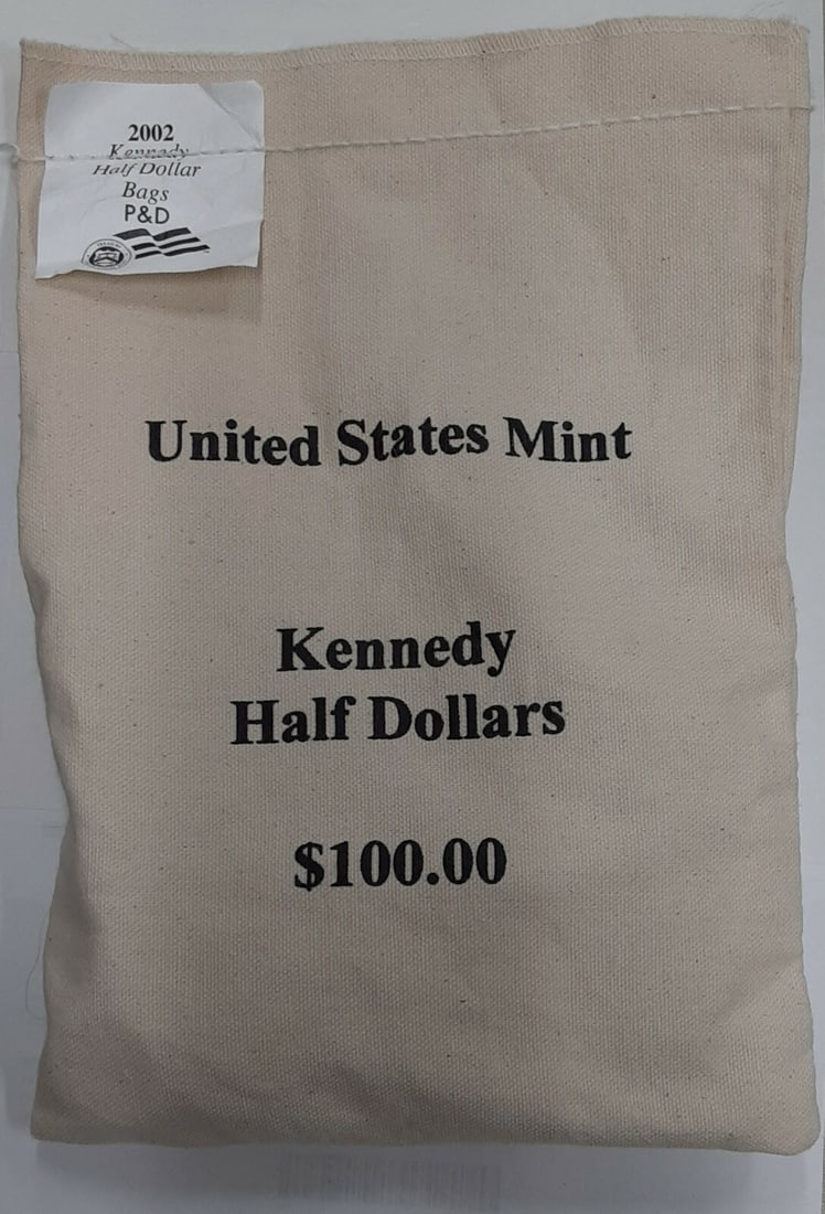Sealed Bag of 200 Uncirculated 2002 Kennedy Half Dollars P and D Mints (1 of 2)