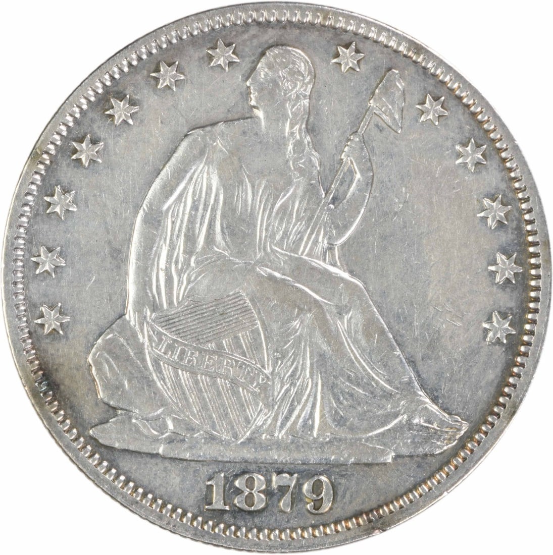 1879 Seated Liberty 50C Philadelphia Uncertified EF Silver Half Dollar (1 of 2)