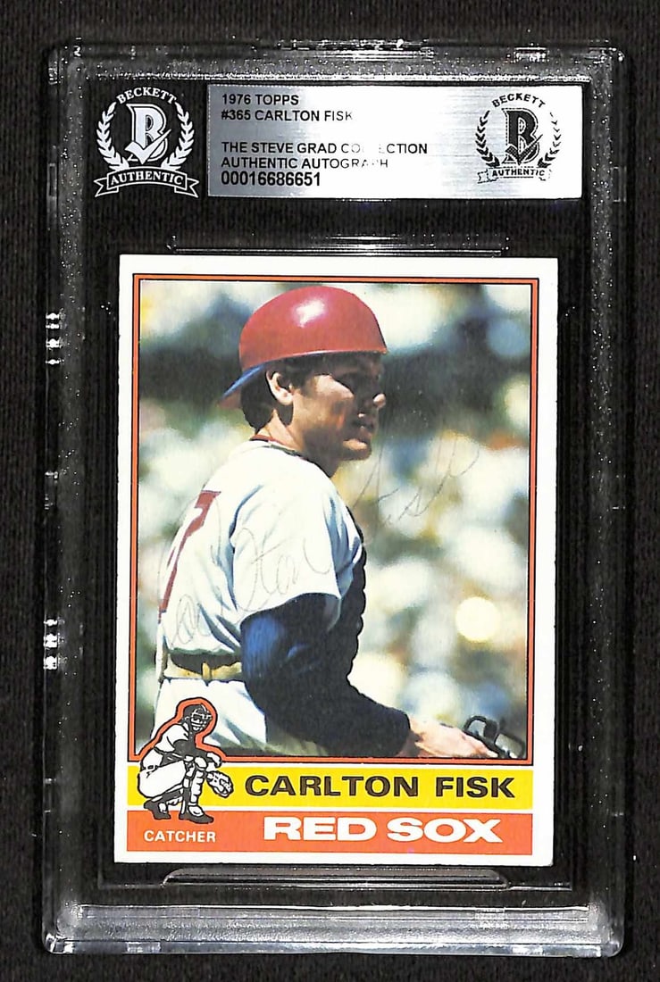 1976 Topps Carlton Fisk Red Sox card Beckett authenticated autograph (1 of 1)