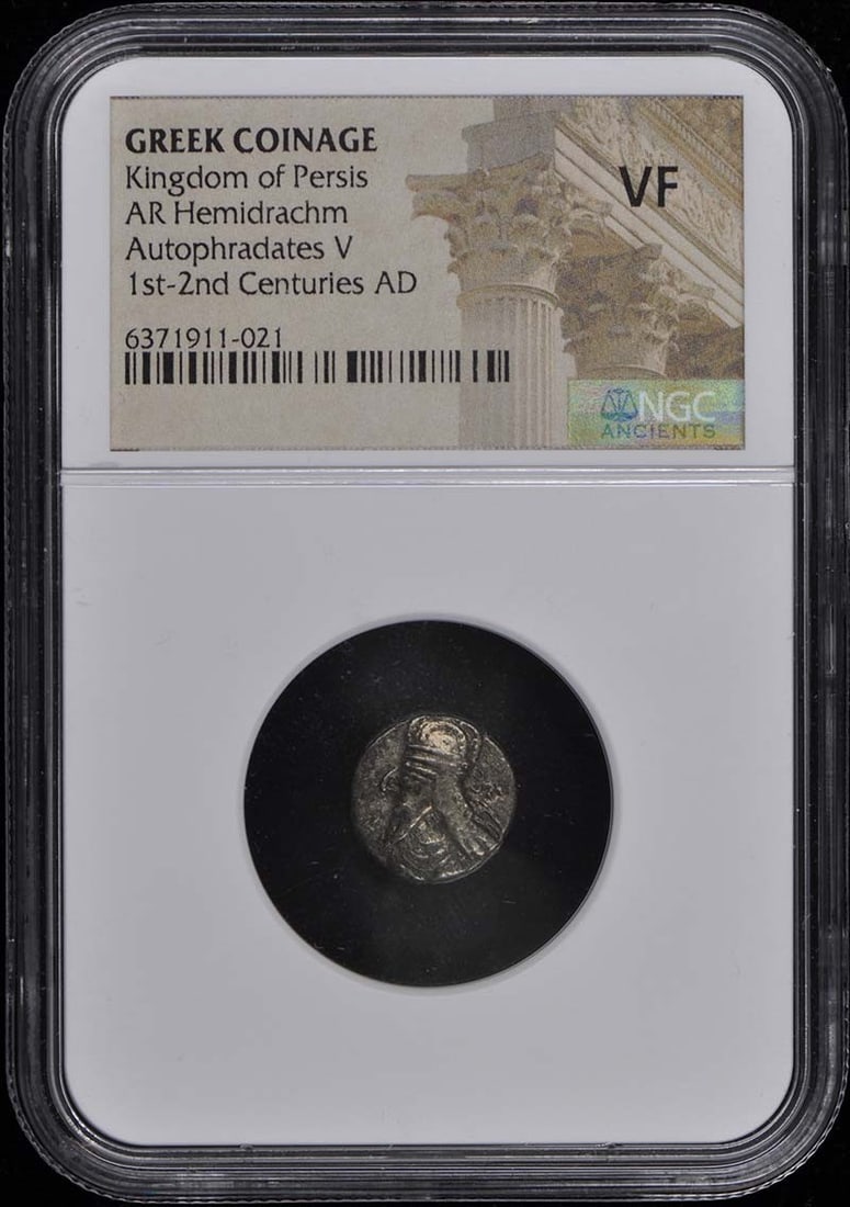 Kingdom of Persis AR Hemidrachm 1st 2nd Centuries AD NGC VF20: Kingdom of Persis AR Hemidrachm 1st 2nd Centuries AD NGC VF20 This ancient coin is a Hemidrachm from the Kingdom of Persis, dating back to the 1st and 2nd centuries AD. It has been certified by NGC wi