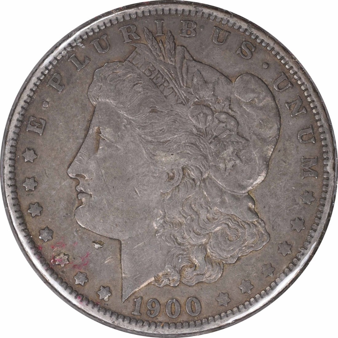 Uncertified 1900-O Over CC Morgan Dollar Silver Coin XF Grade: Uncertified 1900-O Over CC Morgan Dollar Silver Coin XF Grade This is a 1900-O/CC Morgan Silver Dollar from the United States, featuring a composition of 90% silver and 10% copper. The coin was minted