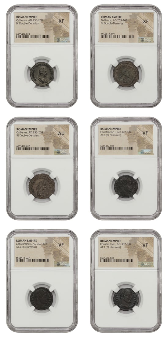 Lot of 6 Roman Empire Coins NGC Certified BI Double-Denarius AE3 (1 of 4)