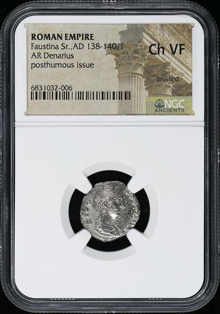 NGC Ch VF Roman Empire AR Denarius Faustina Sr AD 138-140 1 (1 of 2)