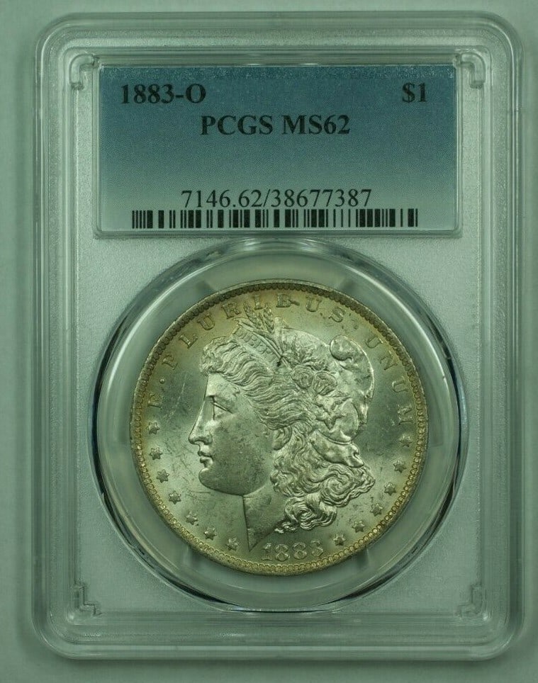Set of 25 1883-O Morgan Silver Dollars PCGS MS62 Lightly Toned: Set of 25 1883-O Morgan Silver Dollars PCGS MS62 Lightly Toned This 1883-O Morgan Silver Dollar is graded MS-62 by PCGS and features light toning. Minted in New Orleans, it is composed of 90% silver a