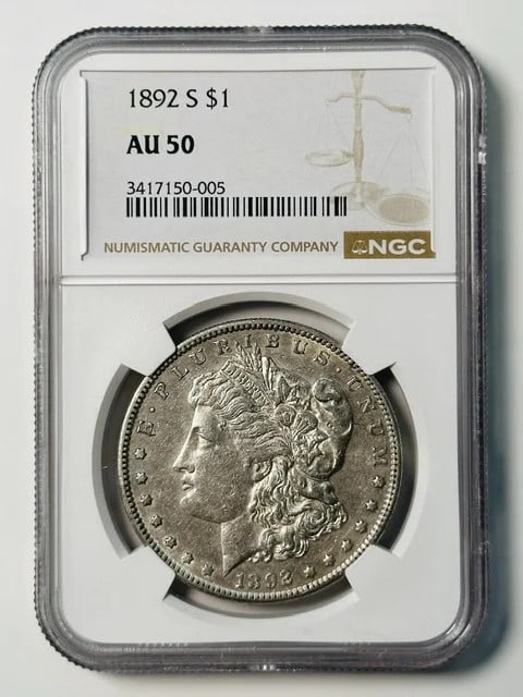NGC AU 50 1892 S Morgan Silver Dollar (1 of 2)