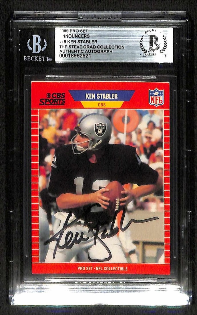 Beckett Authenticated Ken Stabler 1989 Pro Set Raiders Signed Card (1 of 1)