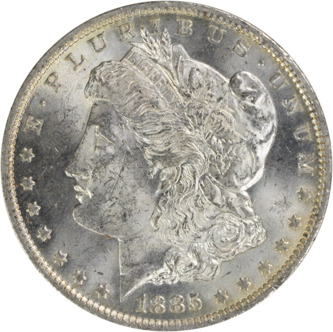 Choice BU 1885 O Mint Morgan Dollar Silver Uncirculated Uncertified Coin: Choice BU 1885 O Mint Morgan Dollar Silver Uncirculated Uncertified Coin This is an 1885-O Morgan Silver Dollar featuring a Choice Brilliant Uncirculated (BU) grade. The coin is uncertified and made o