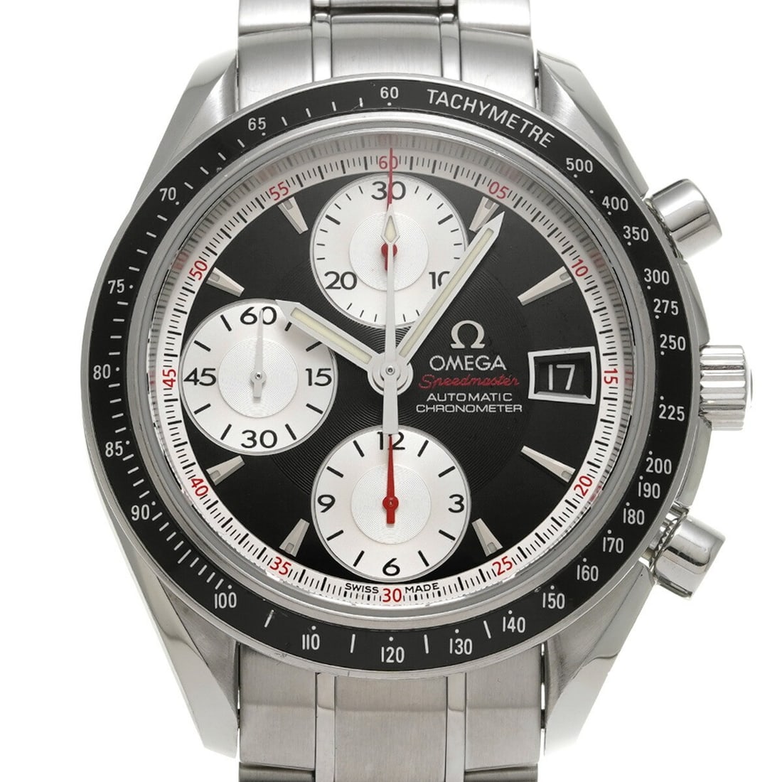 OMEGA Speedmaster Date 3210.51 Automatic Steel Men's Wristwatch: OMEGA Speedmaster Date 3210.51 Automatic Steel Men's Wristwatch This OMEGA Speedmaster Date 3210.51 men's wristwatch features a stainless steel case and bracelet, complemented by a black and silver di