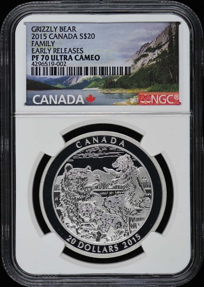 NGC PR70 2015 Canada S$20 Family Early Releases Silver Coin: NGC PR70 2015 Canada S$20 Family Early Releases Silver Coin This 2015 Canada Family $20 silver coin is an un-used, pre-owned collectible graded PR70 Deep Cameo by NGC. It is an early release and comes