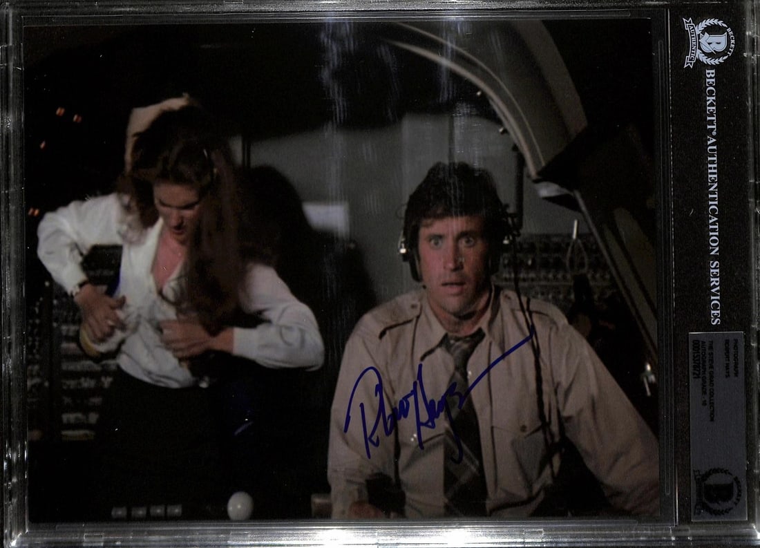 Beckett slabbed Robert Hays signed Airplane cockpit 8x10 photo (1 of 1)
