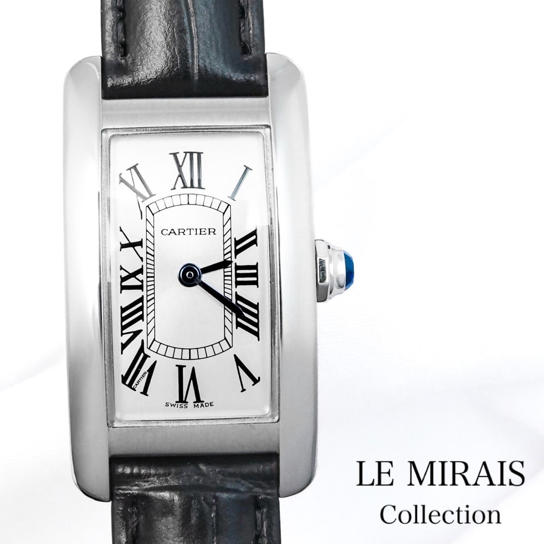 Cartier Tank Americaine SM Quartz Leather Wristwatch Genuine Buckle (1 of 7)