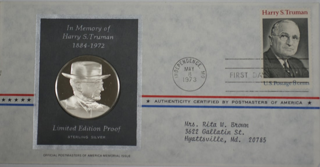 Franklin Mint Truman sterling silver proof medal first day cover (1 of 4)