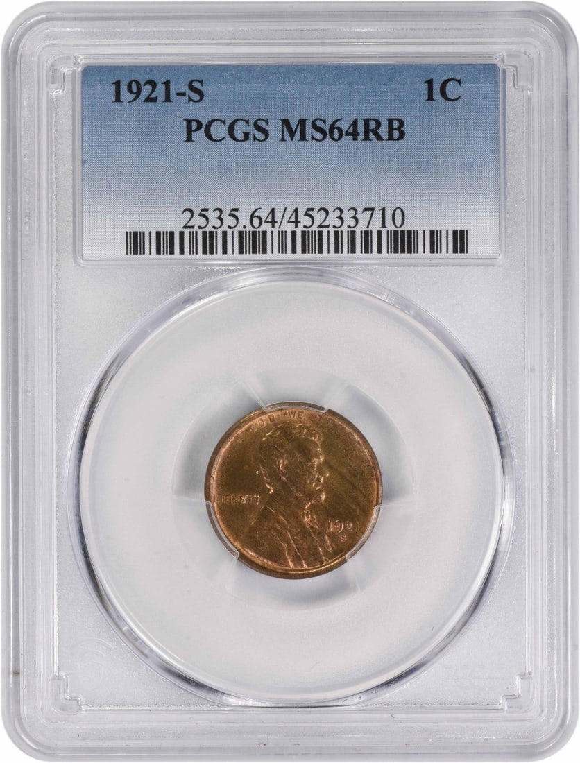 PCGS MS64RB 1921-S Lincoln Wheat Cent (1 of 4)