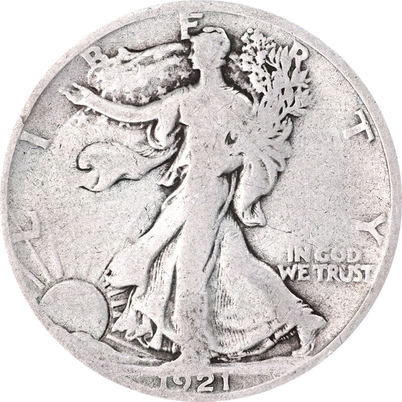1921-D Silver Walking Liberty Half Dollar Key Date VG Denver Mint: 1921-D Silver Walking Liberty Half Dollar Key Date VG Denver Mint This 1921-D Walking Liberty Half is a key date coin that boasts great eye appeal and a strong strike. The coin exhibits nearly perfect