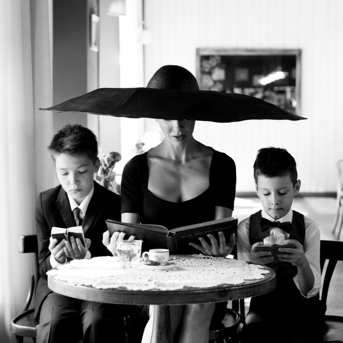 Miss Ada Black and White Photography 31x31 Edition 1 of 7 by Olha Stepanian: Miss Ada Black and White Photography 31x31 Edition 1 of 7 by Olha Stepanian "Miss Ada" is a striking black and white photograph by artist Olha Stepanian, measuring 31" x 31" (78.74 cm x 78.74 cm). Thi