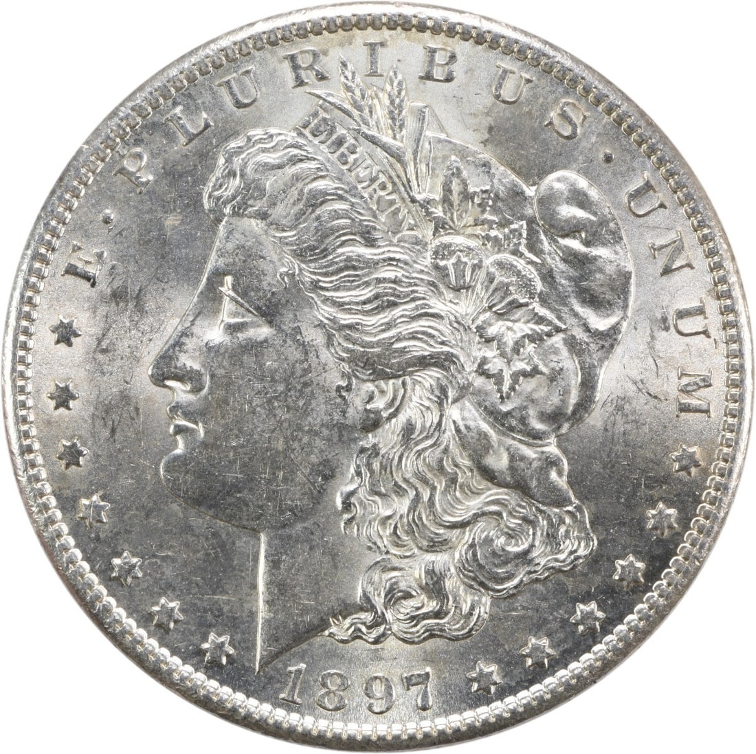 Uncirculated 1897-S Morgan Dollar Silver Coin Brilliant Uncirculated Uncertified: Uncirculated 1897-S Morgan Dollar Silver Coin Brilliant Uncirculated Uncertified This is an uncirculated 1897-S Morgan Silver Dollar from the United States. The coin is composed of silver and features