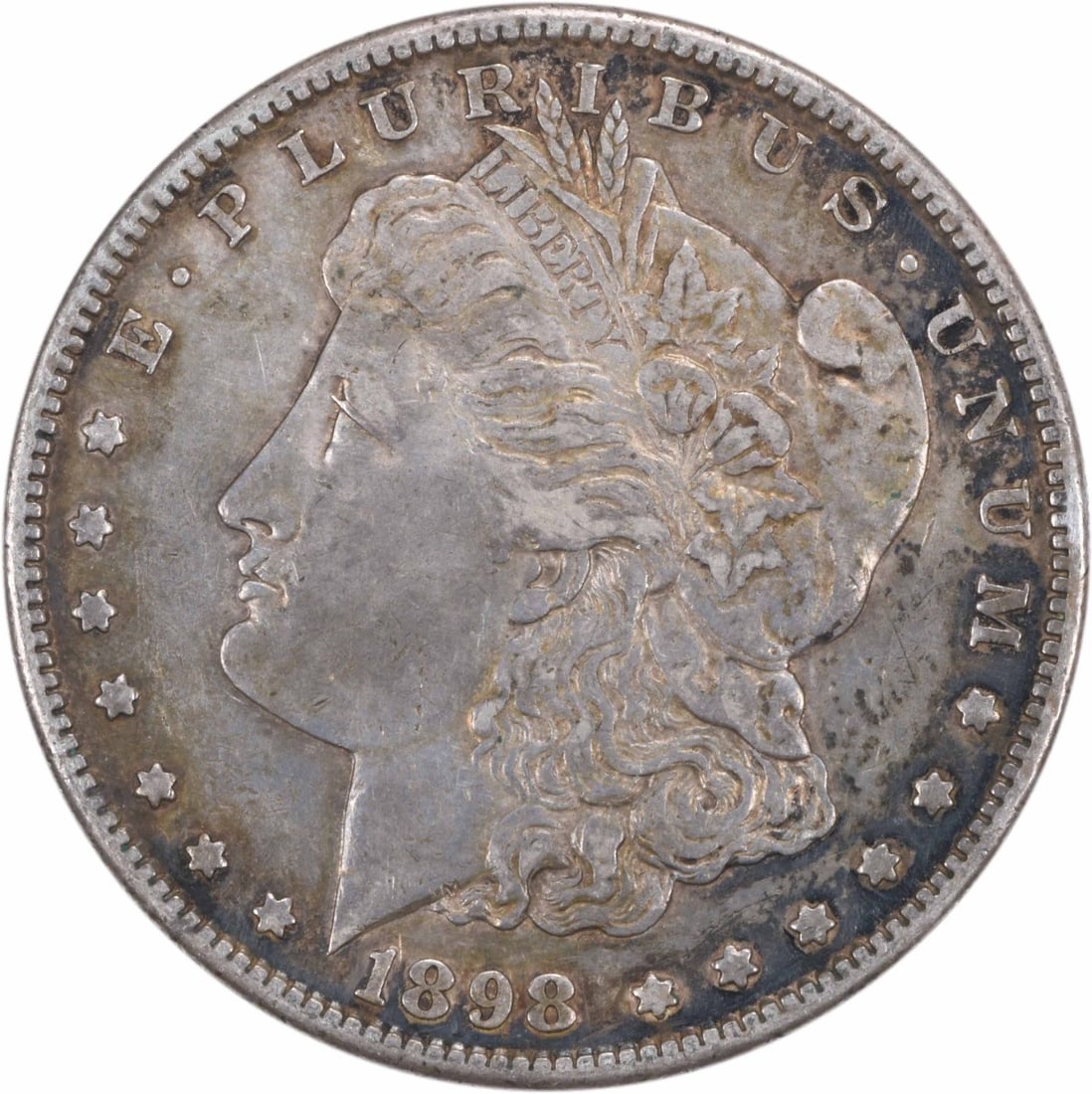 1898-S Morgan Silver Dollar Uncertified XF 90% Silver Coin: 1898-S Morgan Silver Dollar Uncertified XF 90% Silver Coin This 1898-S Morgan Silver Dollar is a classic piece of American numismatics. Struck in 90% silver and 10% copper, this coin showcases the art