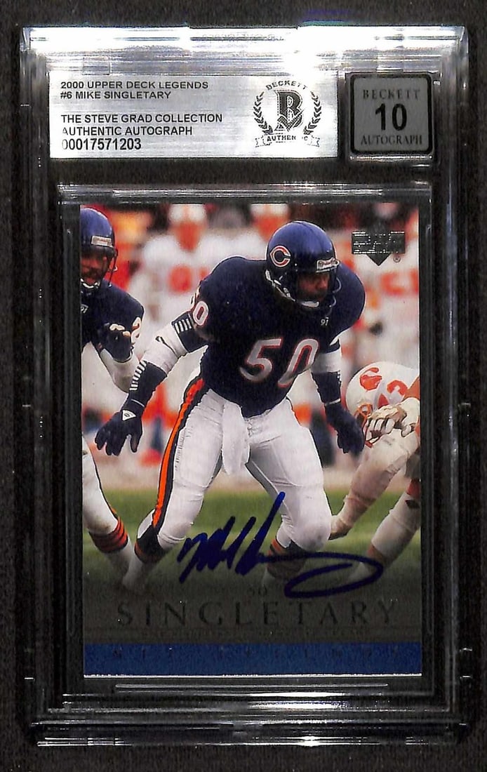 Beckett Certified Mike Singletary 2000 Upper Deck Legends Auto 10 Card (1 of 1)