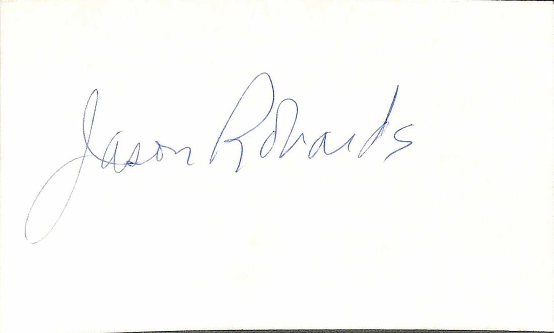 Jason Robards 2-Time Oscar Winner Signed Index Card Beckett Certified: Jason Robards 2-Time Oscar Winner Signed Index Card Beckett Certified This autographed 3x5 index card features the signature of Jason Robards, a celebrated two-time Academy Award winner known for his 