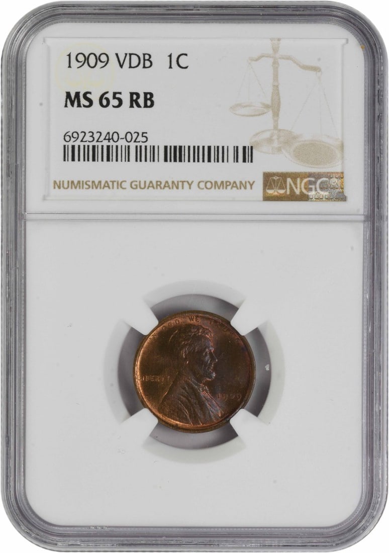 NGC MS65RB 1909 Lincoln Wheat Cent VDB Philadelphia Mint (1 of 2)