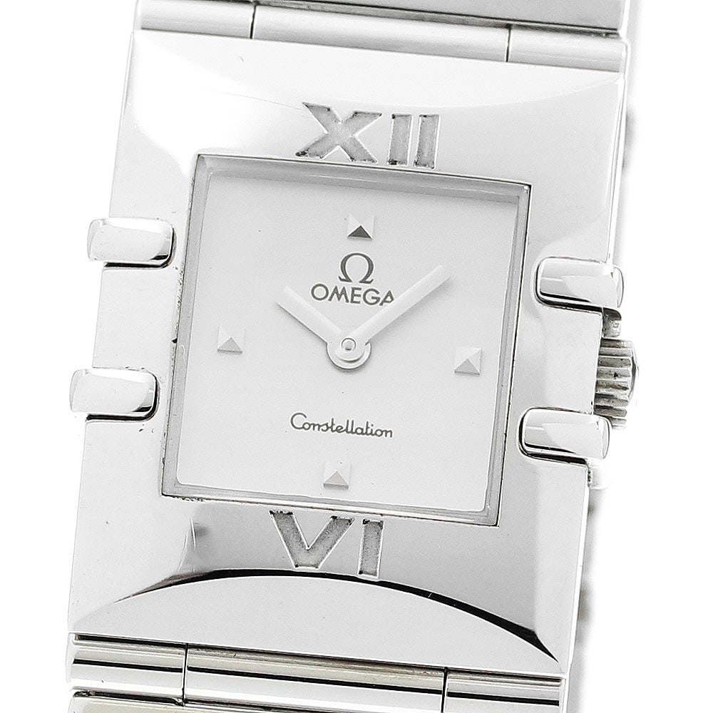 Omega Constellation Carre Quadra Quartz Ladies Steel Watch 1521.31: Omega Constellation Carre Quadra Quartz Ladies Steel Watch 1521.31 This Omega Constellation Carre Quadra ladies wristwatch features a stainless steel case and bracelet with a silver dial. Powered by a
