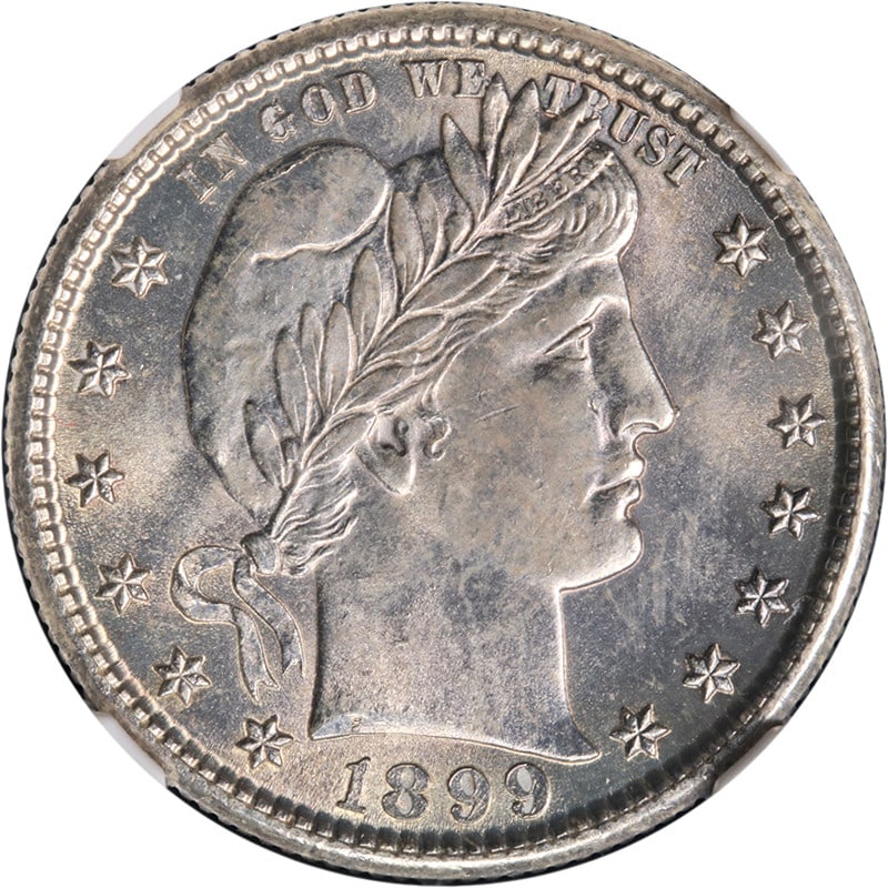 NGC MS64 1899 San Francisco Barber Silver Quarter Uncirculated (1 of 4)