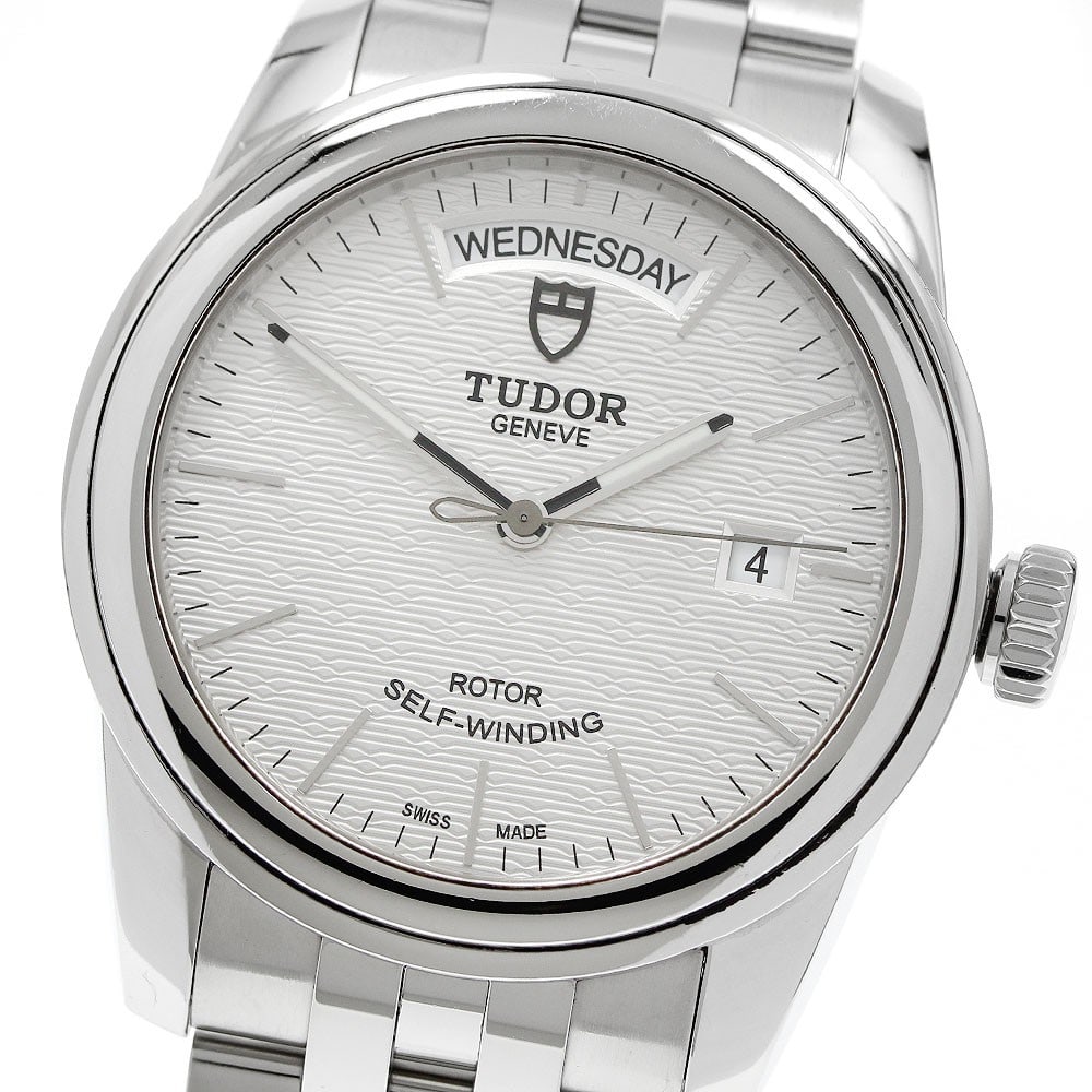 Men's Automatic Wristwatch TUDOR Glamour Date-Day Ref 56000: Men's Automatic Wristwatch TUDOR Glamour Date-Day Ref 56000 TUDOR Glamour Date-Day automatic men's wristwatch in pre-owned condition. The watch is identified as model 56000 and is described as a Swiss