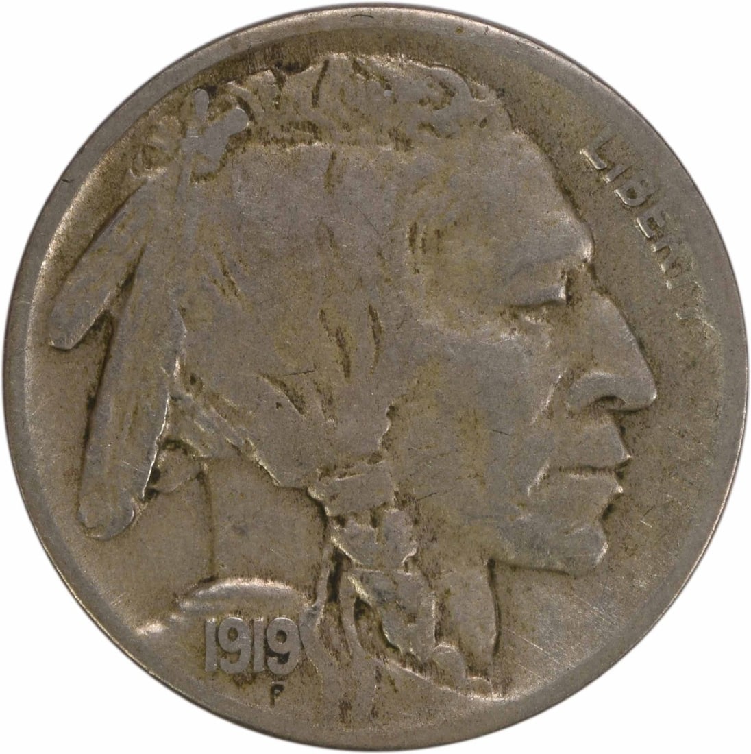 1919-D Buffalo Nickel VF Circulated Uncertified 5C Coin: 1919-D Buffalo Nickel VF Circulated Uncertified 5C Coin This 1919-D Buffalo Nickel is a remarkable piece of American coinage, showcasing a design by renowned artist James Earle Fraser. It is graded as