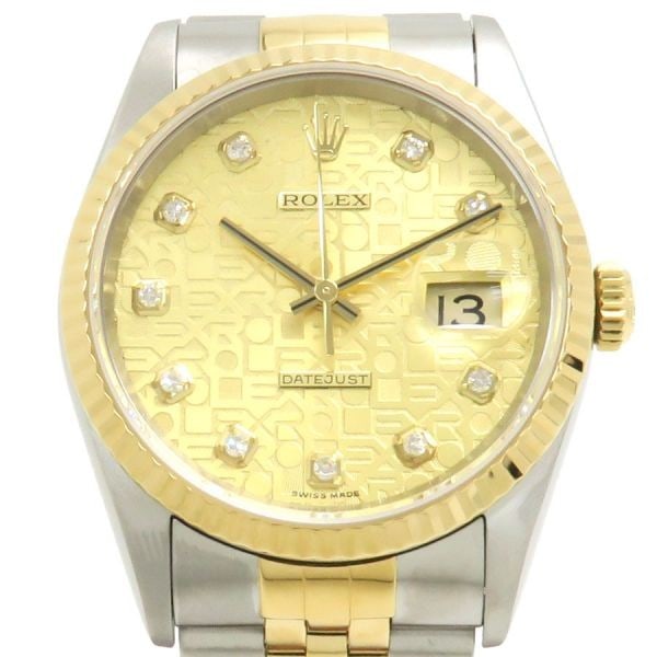 Rolex 16233G Datejust 36mm Diamond Dial Men's Automatic Watch: Rolex 16233G Datejust 36mm Diamond Dial Men's Automatic Watch This pre-owned Rolex Datejust 36mm (model 16233G) is a men's wristwatch featuring a stainless steel and yellow gold case and bracelet. The