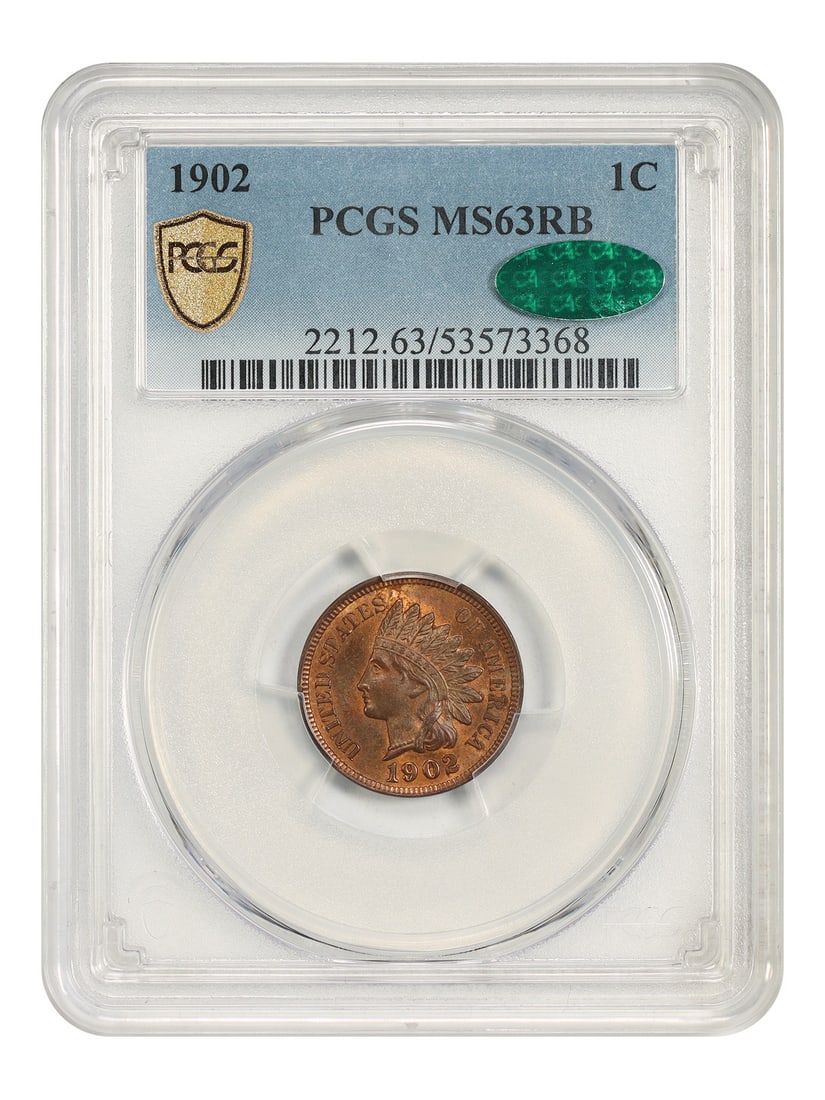 Indian Cent 1902 1C PCGS CAC MS63RB (1 of 5)