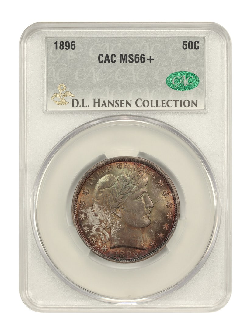 1896 Barber Half Dollar MS66+ CACG Rare Gem Uncirculated: 1896 Barber Half Dollar MS66+ CACG Rare Gem Uncirculated This exquisite 1896 Barber Half Dollar is certified by CACG with a grade of MS66+, indicating its exceptional quality. With a limited mintage o