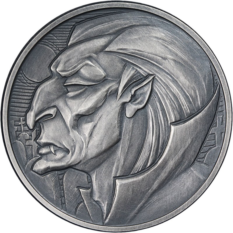 Niue 2026 Silver $2 Coin Vampire Mythological Figures OGP with COA: Niue 2026 Silver $2 Coin Vampire Mythological Figures OGP with COA This 2026 Niue 1 Ounce Silver $2 coin features a mythological vampire figure. Struck in .999 fine silver, the coin comes in uncircula