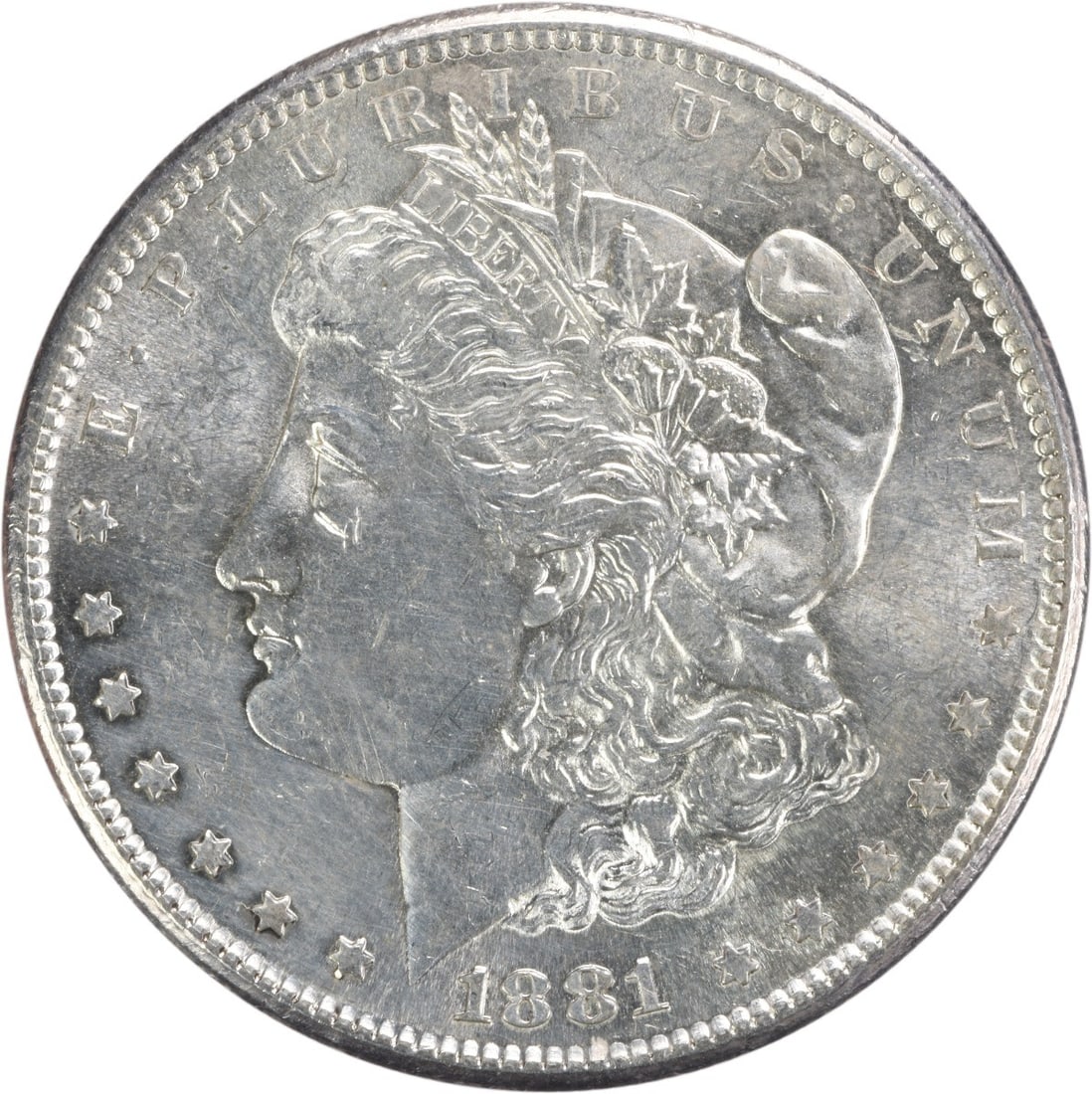 Uncirculated 1881 San Francisco Morgan Dollar Silver BU Condition: Uncirculated 1881 San Francisco Morgan Dollar Silver BU Condition This is an 1881-S Morgan Silver Dollar from the United States, featuring a brilliant uncirculated (BU) grade. The coin is uncertified 
