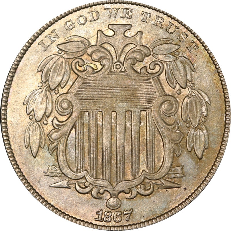 United States 1867 Shield 5 Cent Nickel Coin (1 of 2)