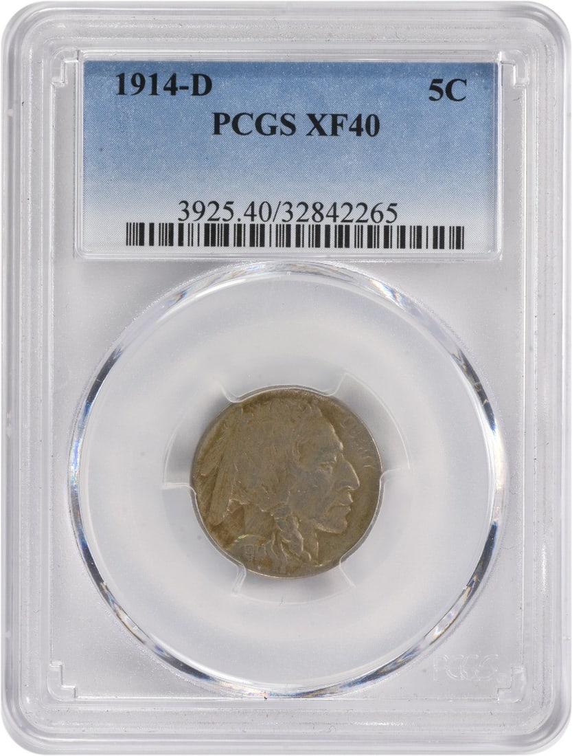 PCGS EF40 1914-D Buffalo 5C Nickel: PCGS EF40 1914-D Buffalo 5C Nickel This is a 1914-D Buffalo Nickel from the United States, graded EF40 (Extremely Fine) by PCGS. The coin is circulated and features a nickel composition. It is a pre-o